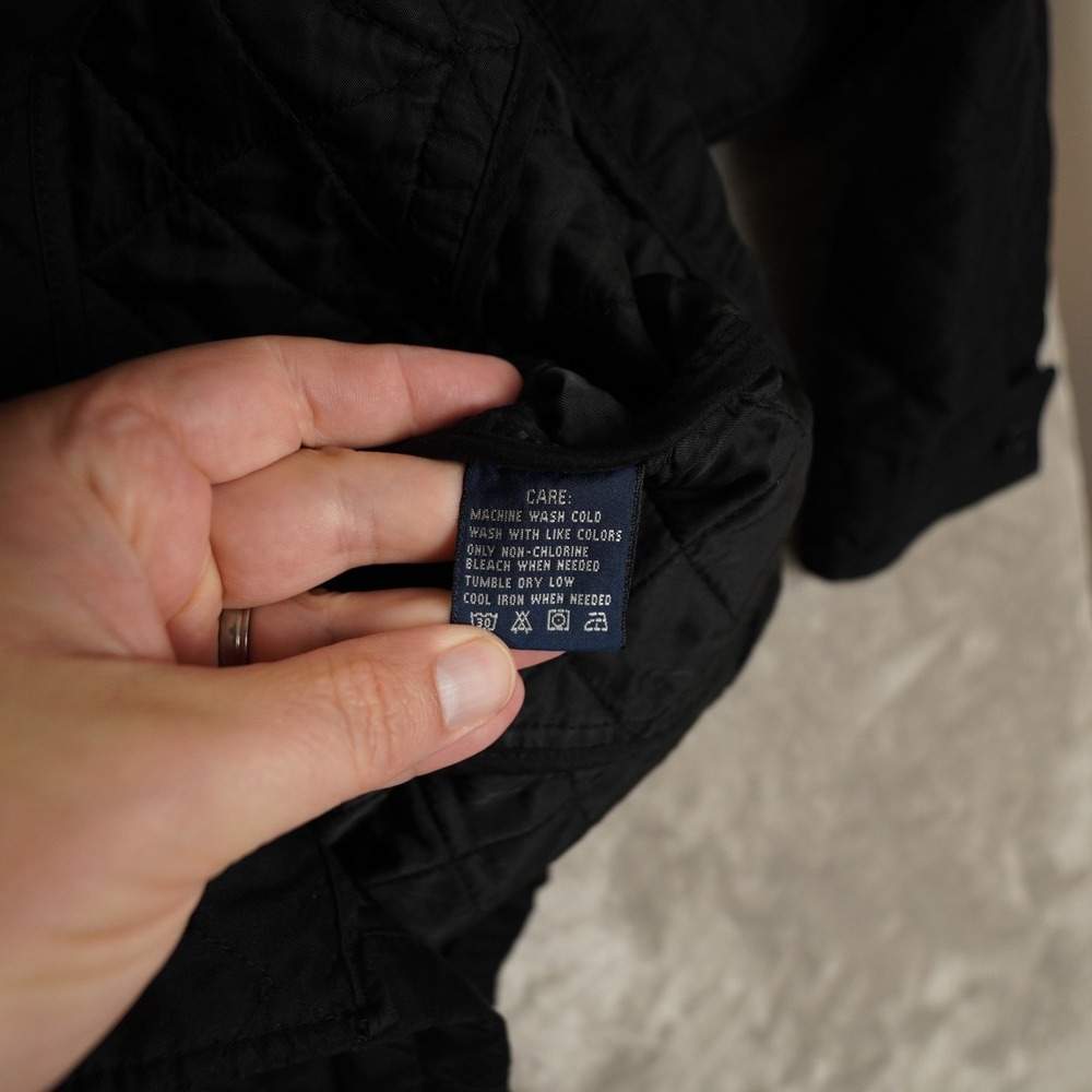 Ralph Lauren Diamond Quilted Button Up Jacket Women's Large Black Outdoor Preppy - Picture 7 of 7
